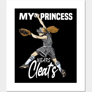 My princess wears cleats...Softball player's MOM, DAD Gift Posters and Art